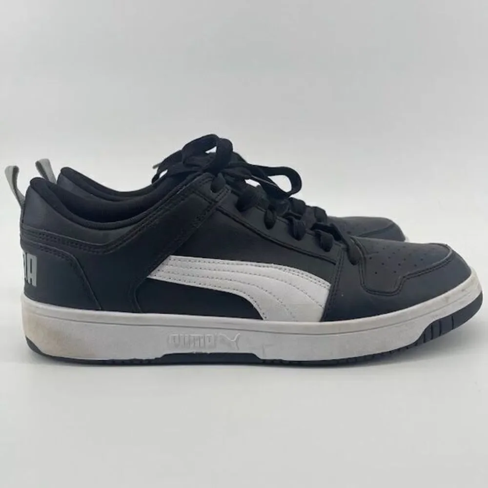 Puma Size 12 Men's Black Leather Sneakers‎ with SoftFoam Comfort Technology